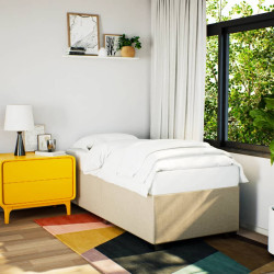 Estrutura de cama sem colchão 90x190 cm tecido creme