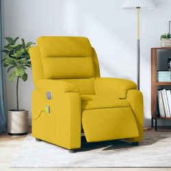 Poltrona de massagens reclinável elétrica veludo amarelo