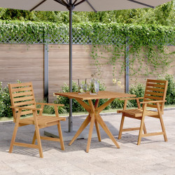 3 Pcs conjunto de jantar para jardim madeira de acácia maciça