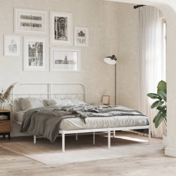 Estrutura de cama com cabeceira 140x200 cm metal branco