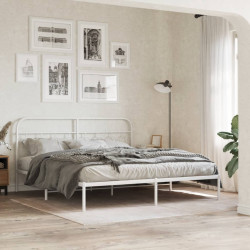 Estrutura de cama com cabeceira 183x213 cm metal branco