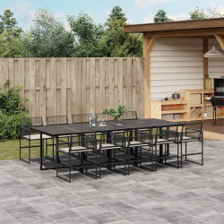 11 Pcs conjunto de jantar p/ jardim c/ almofadões vime PE preto