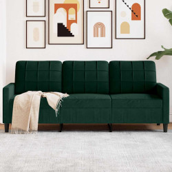 Sofá de 3 lugares 180 cm veludo verde-escuro
