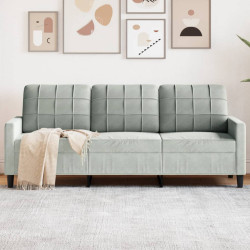 Sofá de 3 lugares 180 cm veludo cinzento-claro
