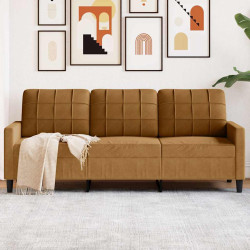Sofá de 3 lugares 180 cm veludo castanho
