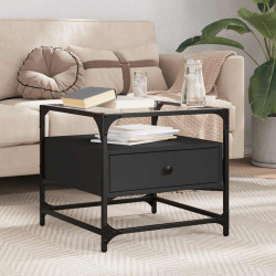 Mesa de centro com topo em vidro preto 50x50x45 cm aço