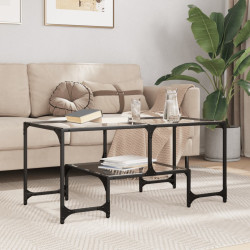 Mesa de centro c/ topo em vidro transparente 98,5x50x45 cm aço