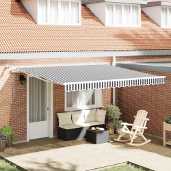 Toldo retrátil automático com LED 400x300 cm antracite/branco