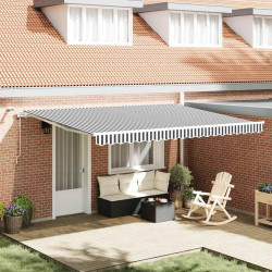Toldo retrátil automático com LED 450x300 cm antracite/branco