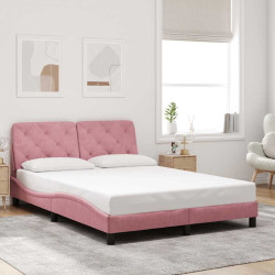 Estrutura de cama sem colchão 140x190 cm veludo rosa