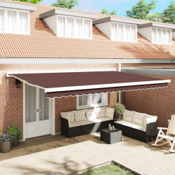 Toldo retrátil automático 500x300 cm castanho