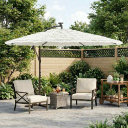 Guarda-sol de jardim com poste de aço 290x290x238 cm branco
