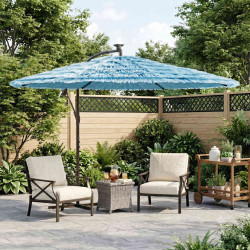 Guarda-sol de jardim com poste de aço 269x269x235 cm azul