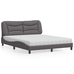 Cama com colchão hvar 160x200 cm couro artificial cinzento