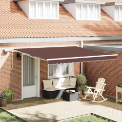 Toldo retrátil manual com luz LED 400x300 cm castanho