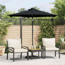 Guarda-sol jardim c/ leds e poste de aço 225x225x212 cm preto