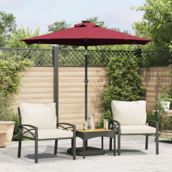Guarda-sol jardim c/ leds e poste de aço 225x225x212 cm bordô