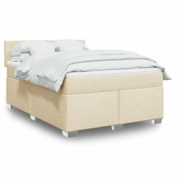 Cama com molas/colchão 160x200 cm tecido cor creme