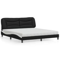 Cama com colchão hvar 180x200 cm couro artificial preto e branco