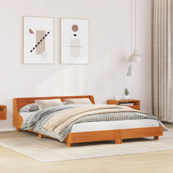 Cama sem colchão 150x200 cm madeira pinho maciça castanho-mel