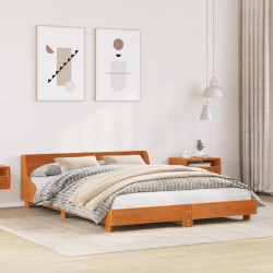 Cama sem colchão 120x200 cm madeira pinho maciça castanho-mel