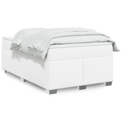 Cama com molas/colchão 120x200 cm couro artificial branco