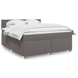Cama com molas/colchão 180x200 cm couro artificial cinza
