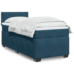 Cama com molas/colchão 90x200 cm veludo azul-escuro