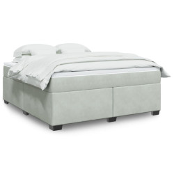 Cama com molas/colchão 180x200 cm veludo cinzento-claro