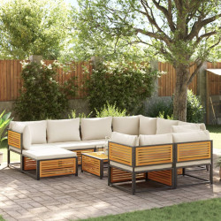10 Pcs conjunto de sofás de jardim com almofadões acácia maciça