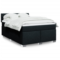 Cama com molas/colchão 140x190 cm tecido preto