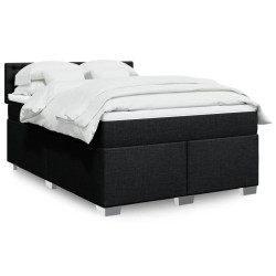 Cama com molas/colchão 140x190 cm tecido preto