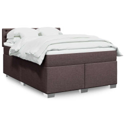 Cama com molas/colchão 140x190 cm tecido castanho-escuro