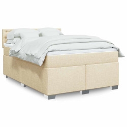 Cama com molas/colchão 140x190 cm tecido cor creme