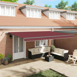 Toldo retrátil automático com luzes LED 500x300 cm bordô