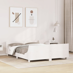 Cama sem colchão 120x190 cm madeira de pinho maciça branco