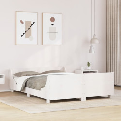 Cama sem colchão 120x200 cm madeira de pinho maciça branco