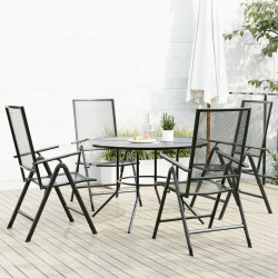 Cadeiras reclináveis jardim 5 pcs aço revestido a pó antracite