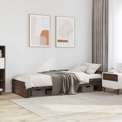 Estrutura cama s/ colchão derivados madeira carvalho castanho