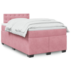 Cama boxspring com colchão 120x200 cm veludo rosa