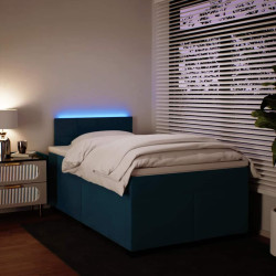 Cama boxspring com colchão 120x200 cm veludo azul