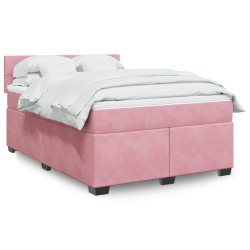 Cama com molas/colchão 140x200 cm veludo rosa