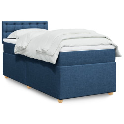 Cama com molas/colchão 90x200 cm tecido azul