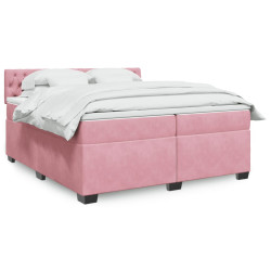 Cama com molas/colchão 200x200 cm veludo rosa