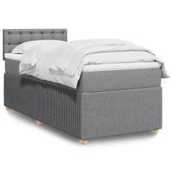 Cama com molas/colchão 90x190 cm tecido cinzento-claro