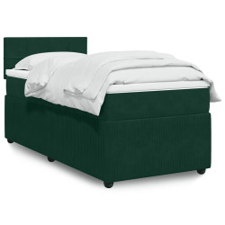 Cama com molas/colchão 80x200 cm veludo verde-escuro