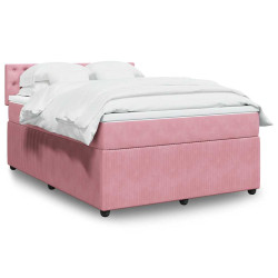 Cama com molas/colchão 160x200 cm veludo rosa