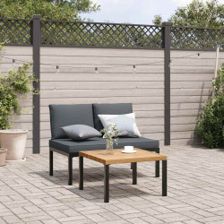2 Pcs conjunto de sofás p/ jardim c/ almofadões alumínio preto