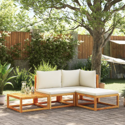 Conjunto de sofás de jardim de 4 peças com almofadas de madeira de acácia e vime