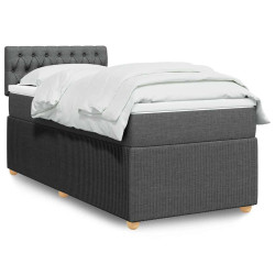 Cama com molas/colchão 90x190 cm tecido cinza-escuro